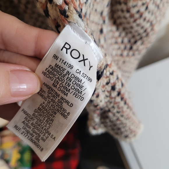 Roxy Boho Knit Cardigan Longline Open Front Tribal Aztec M - Picture 6 of 7